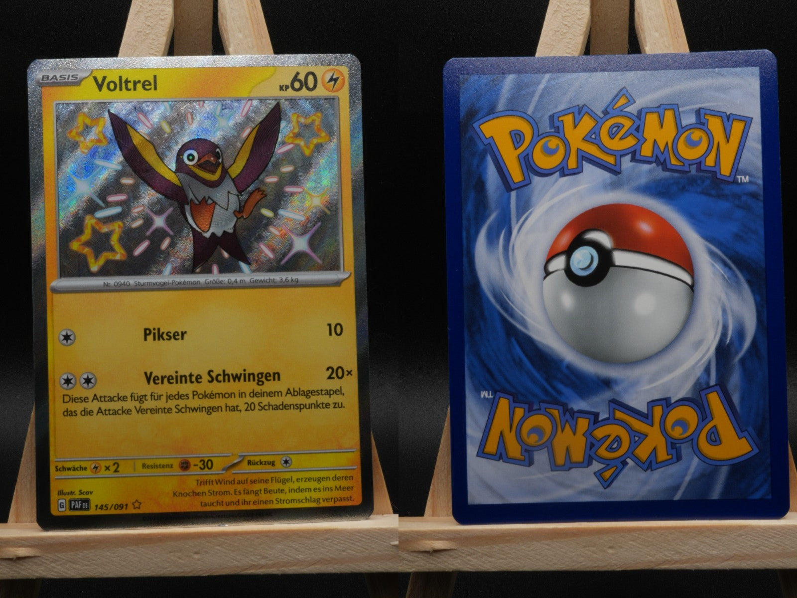 Voltrel 145/091 Shiny Rare Paldeas Schicksale DE NM Pokémon