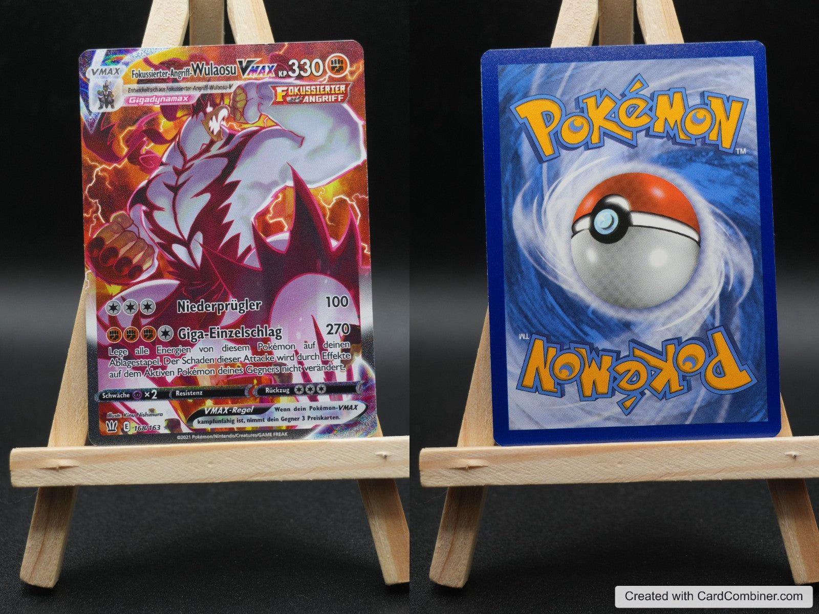 Fokussierter-Angriff-Wulaosu VMAX BST 168 Kampfstile Pokémon Karte Deutsch Near
