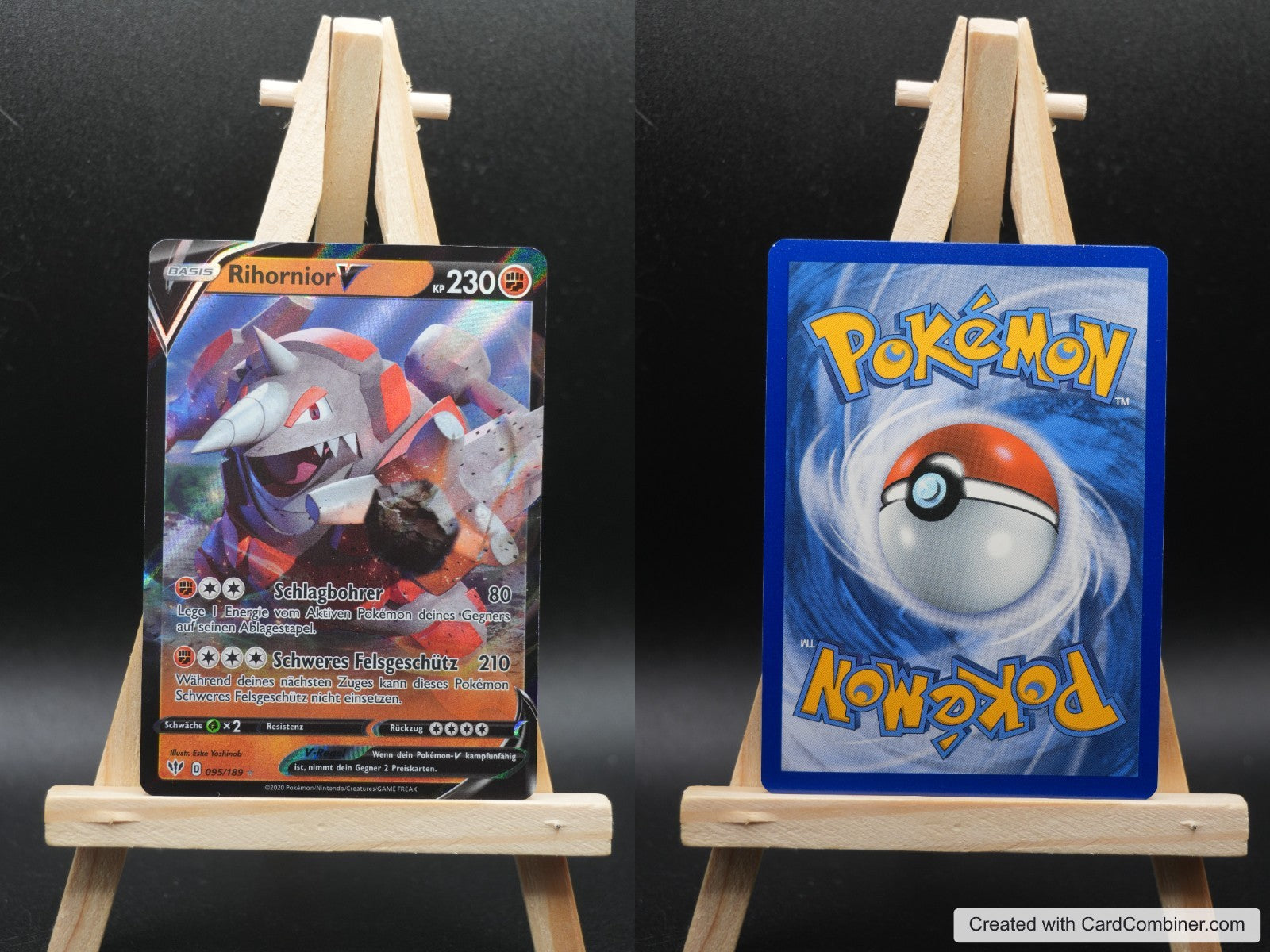 Rihornior V DAA 95 Flammende Finsternis Pokémon Karte Deutsch Near Mint