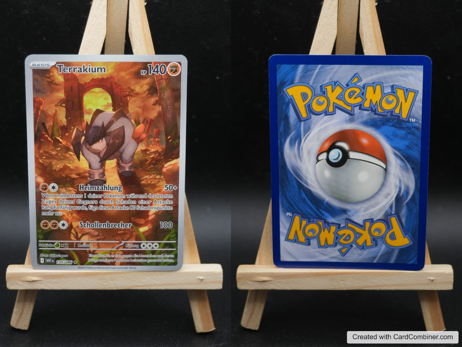 Terrakium WHT 135 Weiße Flammen Pokémon Karte Deutsch Near Mint