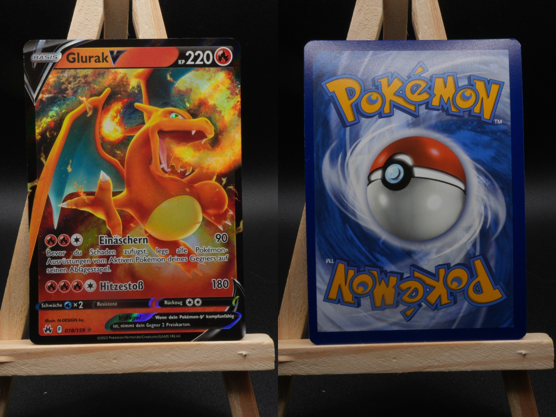 Glurak V CRZ 018 Zenit der Könige Pokémon Karte Deutsch Near Mint