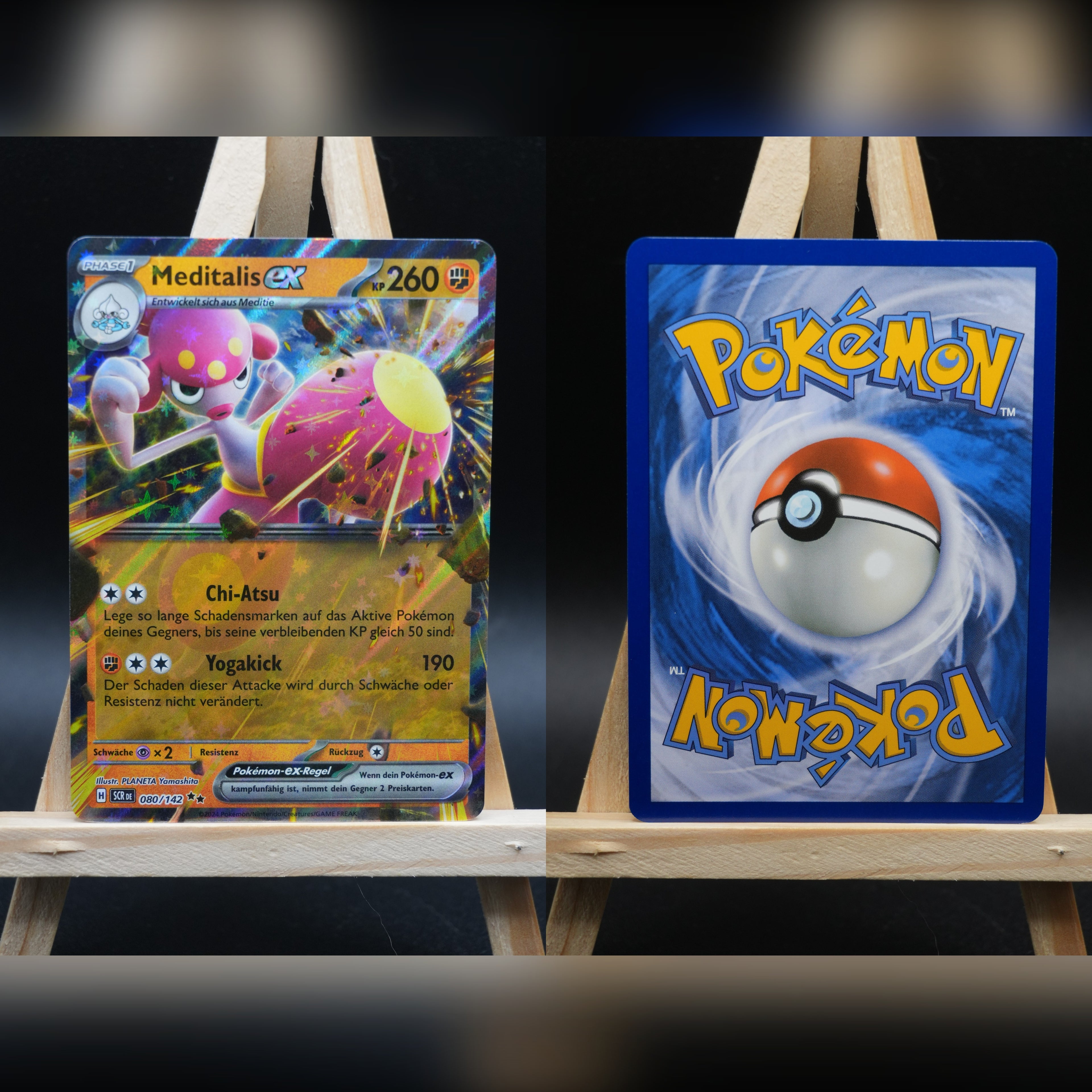 Meditalis ex SCR 080 Stellarkrone Pokémon Karte Deutsch Near Mint