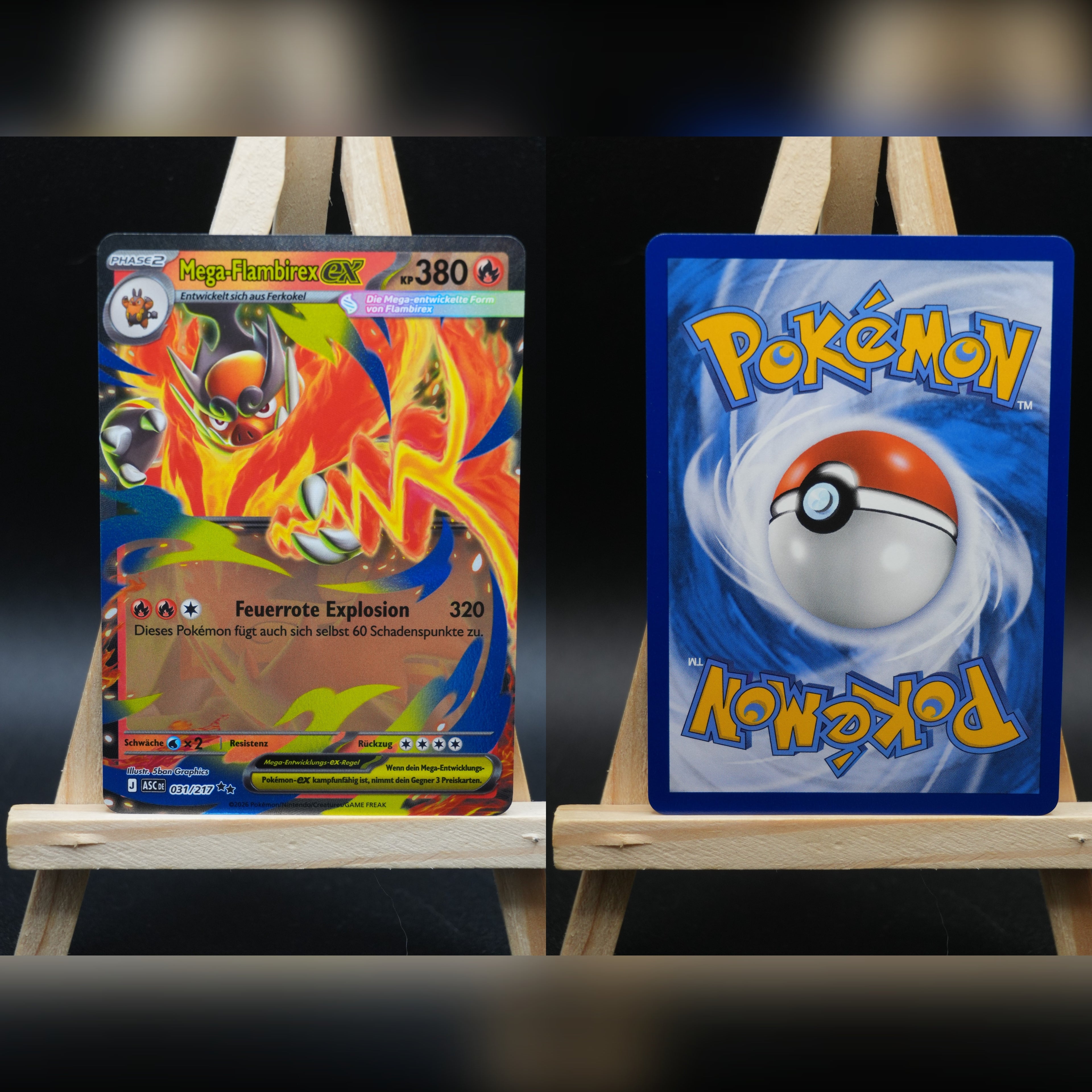 Mega Flambirex ex ASC 031 Erhabene Helden Pokémon Karte Deutsch Near Mint