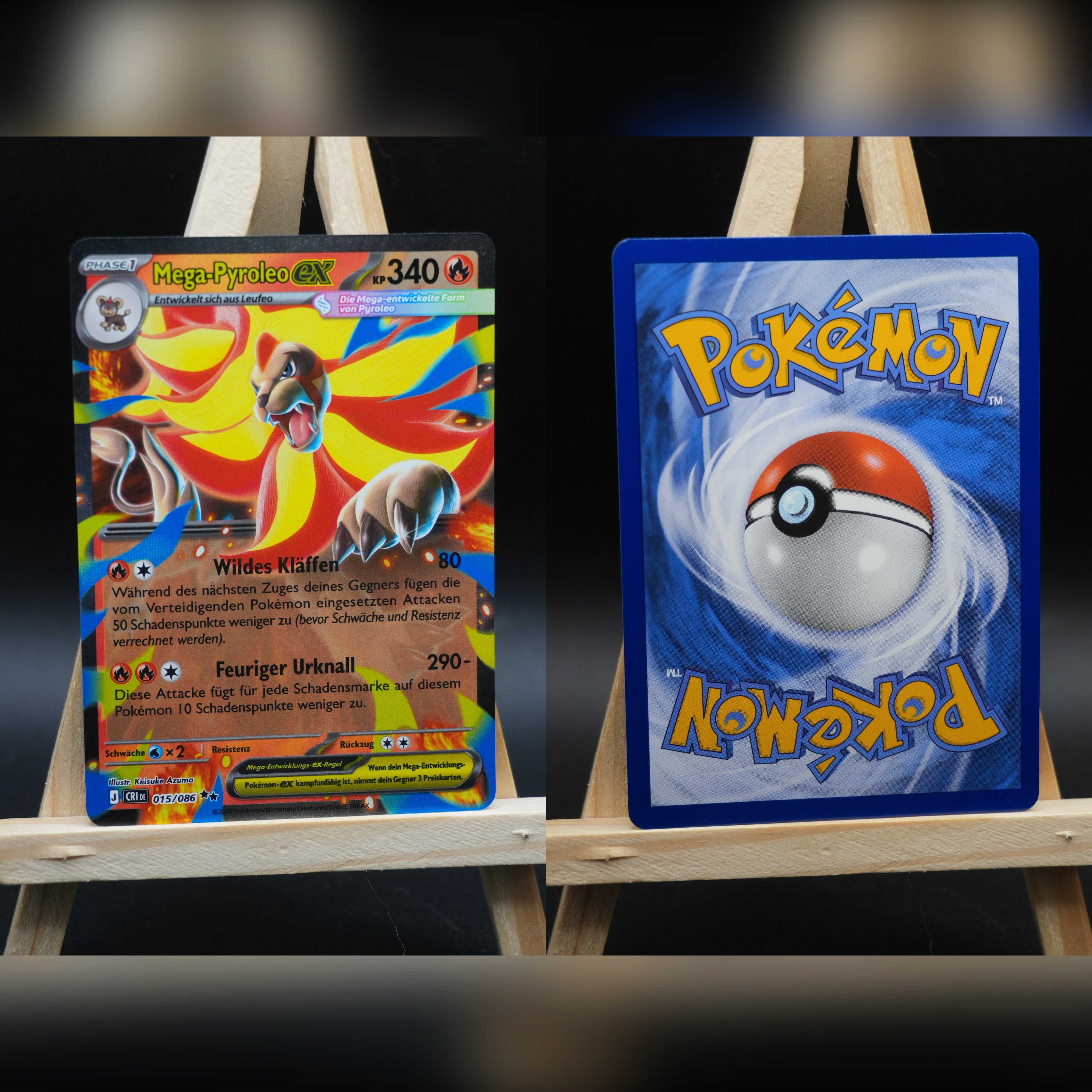 Mega Pyroleo ex CRI 015 Wachsendes Chaos Pokémon Karte Deutsch Near Mint